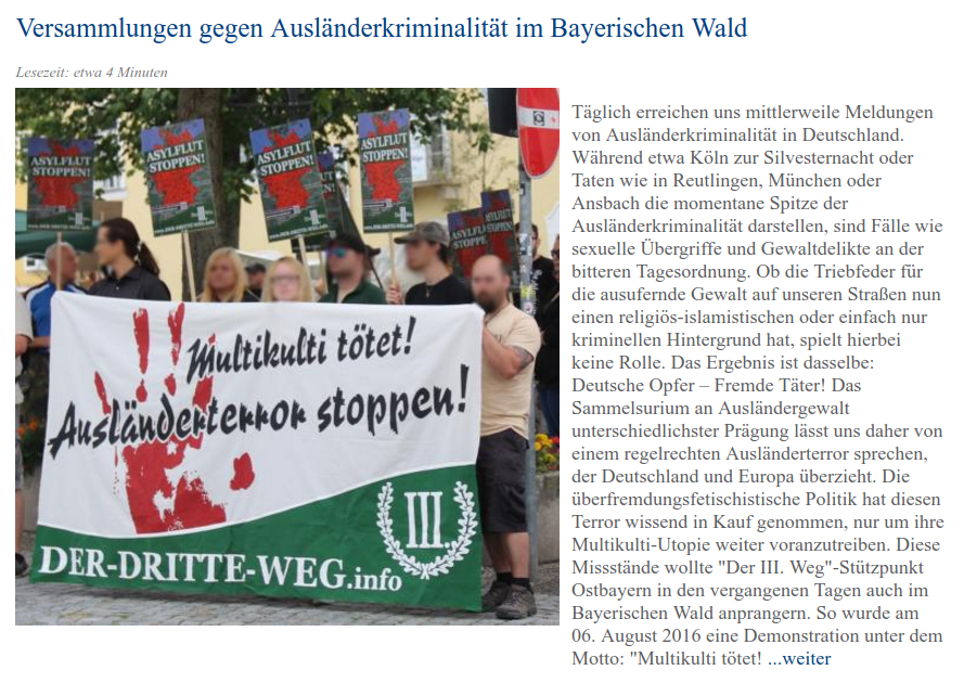 Neonazikundgebung von „Der Dritte Weg“ in Viechtach