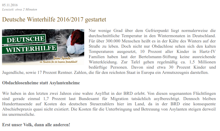 Die neonazistische Kleinstpartei „Der III. Weg“ startet die Kampagne „Deutsche Winterhilfe“ in Ostbayern