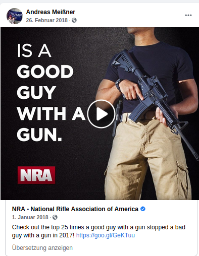 Andreas Meißner teilt Beitrag der National Rifle Association (NRA)