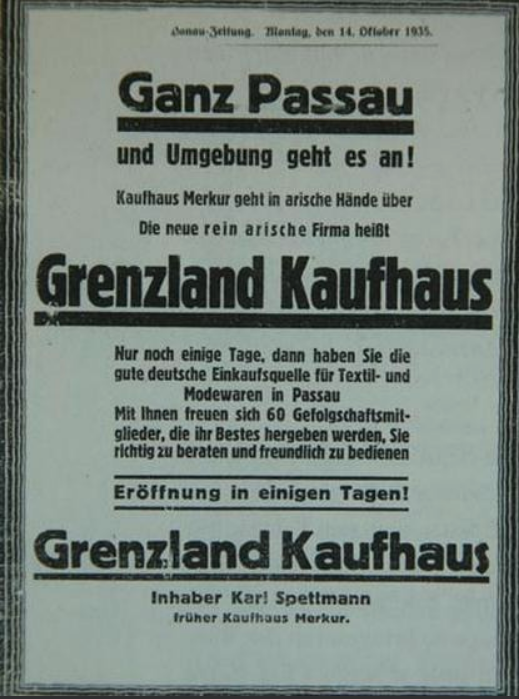 Bildergalerie des BR: Jüdisches Leben in Bayern - Boykott und "Arisierung": Boykott jüdischer Geschäfte in Passau (1933)